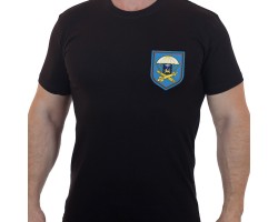  Черная мужская футболка с вышитым знаком ВДВ 4 зенитный ракетный полк 76 ДШД