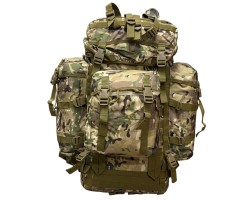 Тактический рюкзак 80л с системой MOLLE и поясным ремнем (Мультикам) (объем 80 л, размер 66х53х16 см, нейлон 600D, три внешних кармана, система MOLLE, компрессионные стропы, верхняя загрузка, клапан на фастексах, мягкая вентилируемая спинка, регулируемые 