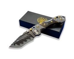 Кастомный нож Miller Bros Blades – сталь Z-Wear; длина клинка 10.5 см; общая длина 25.5 см; рукоять из стали и титанового сплава TC4 №296