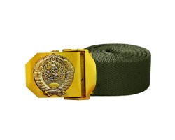 Мужской поясной ремень СССР (хаки)  – длина ремня 110-130см; ширина ремня 45 мм; ремень 100% хлопок; пряжка из стали 45х75 мм