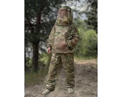 Камуфляжный антимоскитный костюм с полной защитой головы (Мультикам)