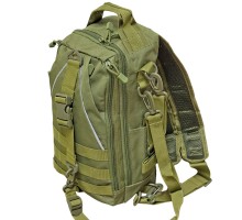 Рюкзак рыбака для рыболовных снастей, с держателем для удочек 15л (Хаки) – Oxford 900D, возможность ношения как однолямочную сумку, система MOLLE, светоотражающие элементы №508