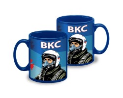 Синяя керамическая кружка ВКС с виниловой наклейкой 350 мл