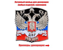 Жетон с гербом ДНР на фоне флага Донецкой Народной Республики