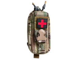 Тактический медицинский подсумок под ИПП и турникет с креплением MOLLE (Мультикам) (нейлон 1050D, размер 17х9 см, панель Velcro, застежка-фастекс, система MOLLE – размещение на бронежилете/разгрузке/тактическом поясе/рюкзаке.) 