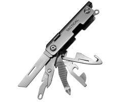 Многофункциональный EDC мультитул Tactical 12 в 1 (нержавеющая сталь AISI 420; 12 функций: нож, ножницы, напильник, крестовая отвёртка, плоская отвёртка, открывалка для бутылок, консервный нож, резак для шнура, подставка для смартфона, аварийный свисток, 