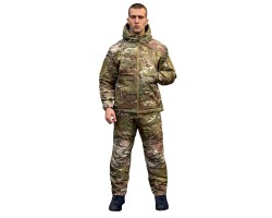 Зимний уставной костюм ВКПО 3.1 (Мультикам) (До -40°C, утеплитель из полиэфира, ветрозащитная планка, регулируемый капюшон убирается в воротник-стойку, утяжка по талии и по низу бушлата, усиление в области коленей, регулируемые манжеты брюк, подтяжки)