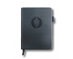 Карманный блокнот ФСБ из эко-кожи (11х14.5 см)  – формат A6; в линию; обложка из ЭКО-кожи; прошивной переплёт; ляссе; эластичная петля для ручки