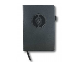 Кожаный блокнот ФСБ (13.5х19.5 см)  – в линию; обложка из ЭКО-кожи; прошивной переплёт; ляссе; эластичная петля для ручки