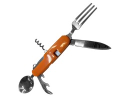 Туристический мультитул вилка-ложка-нож 6-в-1 (вилка; ложка; нож; штопор; консервный нож; открывалка для бутылок) №15