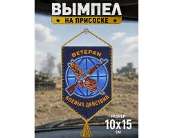 Вымпел двусторонний ветерану боевых действий - отличный автомобильный вариант с присоской №303 С***