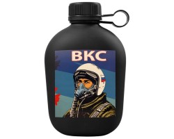 Походная фляга ВКС с виниловой наклейкой (1 л, 19.5 х12 см)