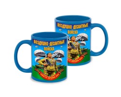 Голубая керамическая кружка Воздушно-десантные войска 