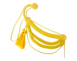 Аксельбант желтый - 3 косы, 2 кисточки, 3 кружка, наконечник №1352