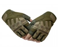 Тактические перчатки беспалые хаки-олива