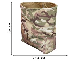 Армейский подсумок для сброса магазинов 21х24,5см (мультикам) - Тактический быстросъемный подсумок для сброса гильз, патронов, магазинов. Изготовлен из качественного материала Cordura 800D. Устойчив к разрывам, зацепам, влаге и грязи. В верхней части закр