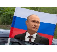 Автомобильный флаг с Путиным
