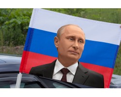 Автомобильный флаг с Путиным