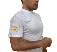 Белая футболка с термопринтом РВСН на рукаве
