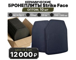 Комплект керамических бронеплит Strike Face NIJ IV - оптом 10шт (СВМПЭ; 250х300 мм. вес - 2.900 кг) №30