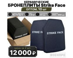 Керамическая бронепластина Strike Face (NIJ IV) - оптом 10 шт (бронекерамика; 250х300мм; вес 2.9 кг) №31