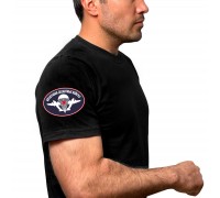 Чёрная футболка с термопереводкой ВДВ на рукаве