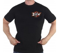 Чёрная футболка с термотрансфером ZOV