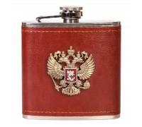 Патриотическая фляжка для спиртных напитков с гербом России.