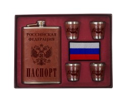 Набор с фляжкой и стопками в подарок патриоту России (шеврон 