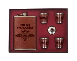 Фляжка для спиртного со стопками в наборе МВД России