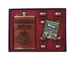 Фляжка «Танковые войска» с воронкой и стопками (шеврон танкиста в подарок). Не окисляет и не портит вкус напитка №3