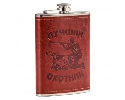 Карманная фляжка в кожаном чехле 