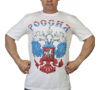 Белая футболка с гербом России