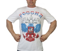 Белая футболка с гербом России