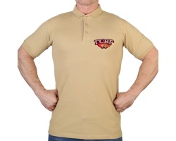 Хлопковая песочная футболка-поло с термонаклейкой ГСВГ