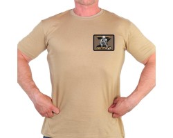 Хлопковая песочная футболка с термонаклейкой 