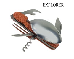 Мультитул туристический Explorer 7 в 1 в чехле (оранжевый) - глубокая ложка, разборная конструкция позволяет пользоваться вилкой и ложкой отдельно №3*