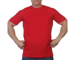 Красная однотонная мужская футболка