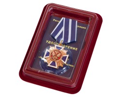 Медаль За заслуги перед казачеством 1 степени в бархатистом футляре из флока