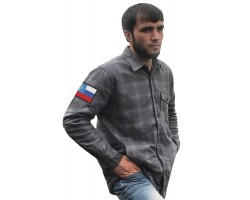 Мужская крутая рубашка с вышитым шевроном МЧС РФ