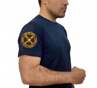 Мужская синяя футболка с термонаклейкой 