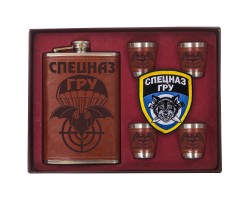 Набор Спецназа ГРУ фляга для алкоголя, стопки, воронка – топовый презент (шеврон Спецназа в подарок) №16