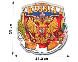 Наклейка Герб России в окружении предметов, которые ТАК дороги настоящему русскому человеку!
