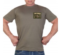 Оливковая мужская футболка с термотрансфером 