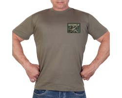 Оливковая мужская футболка с трансфером ZV 