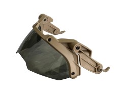 Откидные флип-очки для тактического шлема (песок) с кронштейном - Отлично подходят к тактическому шлему, устраняя любые зазоры или дискомфорт, которые могут возникнуть при попытке носить отдельные очки. Рассчитаны на интенсивное использование в полевых ус