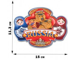 Патриотическая наклейка с русскими матрёшками (11,3x15 см)
