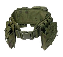 Разгрузочный боевой пояс с подсумками (защитный камуфляж) - Модульный боевой ремень оснащен большим тактическим подсумком под аптечку, утилитарными подсумками под магазины и гранаты с ячейками для дополнительного снаряжения, подсумком под рацию, двумя вме
