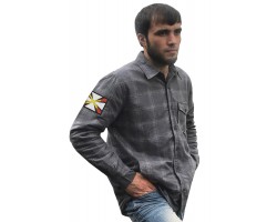Серая рубашка с вышитым шевроном  Артиллерия России