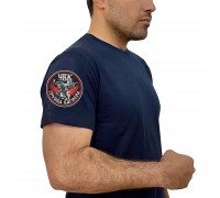 Синяя мужская футболка с термотрансфером 